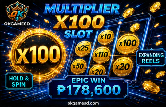 OKGAMES slot app mobile controls with spin button and result feedback